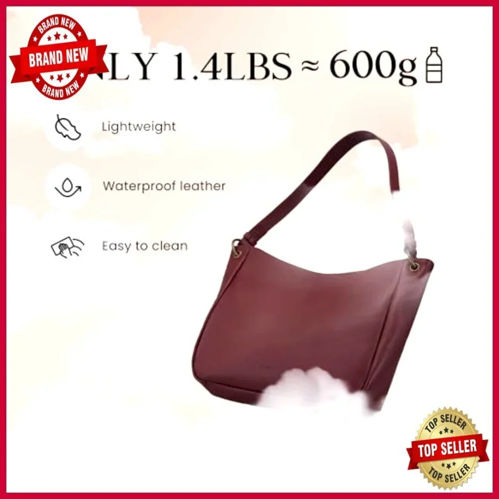 Genuine Leather Hobo Crossbody Bag with 2 Detachable Straps, 7L Capacity